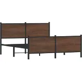 vidaXL Bedframe zonder matras metaal bruin eikenkleurig 160x200 cm