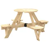 Syfax Picknicktafel voor 4 kinderen met parasolgat rond vurenhout