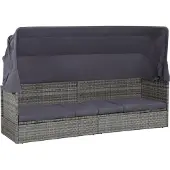 Syfax Tuinbed met luifel 205x62 cm poly rattan grijs