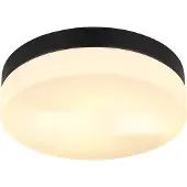 Globo Buiten plafondlamp Vranos, mat zwart, Ø 24 cm, aluminium dimbaar, zwart, Aluminium, Modern, plafondlamp