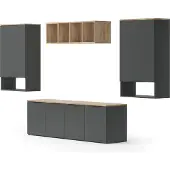 Vicco Wido Wandmeubel – 5 delen Antraciet