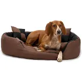 Lionto hondenbed, stijlvol 4-in-1 hondenmandje, waterafstotend, krasbestendig en gemakkelijk schoon te maken, 85x70 cm, zwart/bruin