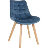 CLP Stoel Brook, eetkamerstoel met fluwelen bekleding, blauw