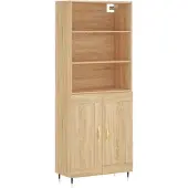 vidaXL Hoge kast 69,5x34x180 cm bewerkt hout sonoma eikenkleurig