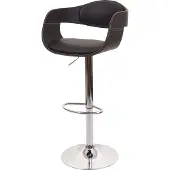 Mendler Barkruk -A47b, barkruk tegenkruk, retro design, hout imitatieleer ~ zwart