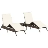 Syfax Ligstoelen 2 st met tafel poly rattan bruin