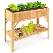 Arebos houten verhoogd bed met plank, plantenbak Groenten Kruiden Balkon Bloemen