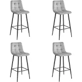 Leobert ARCETO kruk - zilvergrijs fluweel / zwarte poten x 4