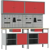 Syfax Werkbankset 8 st Rood en Grijs Gepoedercoat staal