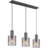 Globo Lighting 3-lichts hanglamp Tulivar design smoke glas