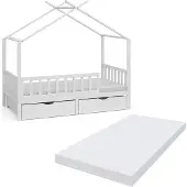 VitaliSpa Huisbed Franka Wit 80x160 cm met 2 laden en matras, Model 40403