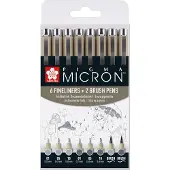Bruynzeel Sakura Pigma Micron set - 8 stuks - licht koelgrijs &amp; koelgrijs