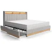 VitaliSpa Nura Gestoffeerd bed – 180x200 cm met 4 laden Grijs