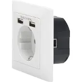 Digitus DA-70613 Stopcontact (onderbouw) Met USB Wit