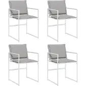 Syfax Tuinstoelen 4 st met kussens staal en textileen wit