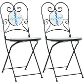 Syfax Opklapbare stoelen (2 stuks) blauw-wit keramiek