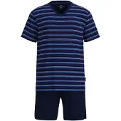 Götzburg Pyjama kort azuur / donkerblauw / rood / wit