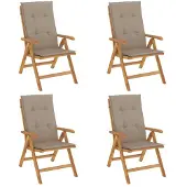 vidaXL Tuinstoelen 4 st verstelbaar met kussens massief teakhout