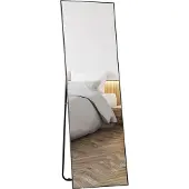 HOMCOM -Spiegel op ware grootte-50x4x160cm-Glas-Zwart