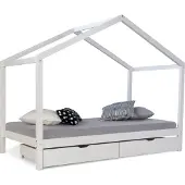 Homestyle4u Kinderbed - 90x200 cm - Huisbed - Wit