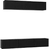 Syfax Tv-meubelset met lade 6 pcs Zwart Eiken Bewerkt hout