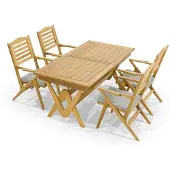 AEA Robuste Garten Garnitur Essgarnitur 4x Holzstühle Designer Esstisch 5tlg