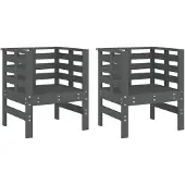vidaXL Tuinstoelen 2 st 61,5x53x71 cm massief grenenhout grijs