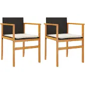 Syfax Tuinstoelen 2 st met kussens poly rattan en massief hout zwart