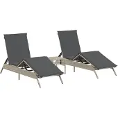 Syfax Ligbedden 2 st met tafel poly rattan lichtgrijs