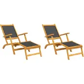 Syfax Terrasstoelen 2 st massief acaciahout en textileen