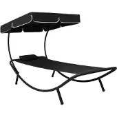 Prolenta Maison Exclusive - Ligbed met zonnedak en kussen, zwart