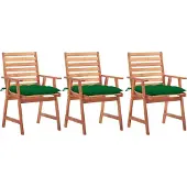 Syfax Tuinstoelen 3 st met kussens massief acaciahout