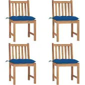 Syfax Tuinstoelen 4 st met kussens massief teakhout