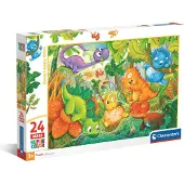 Clementoni - Puzzel - 24 Maxi Stukjes - Schattige Dinosaurusen - Kinderpuzzel - Vanaf 6 Jaar