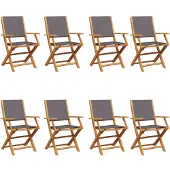 Syfax Opklapbare stoelen, 8 stuks, antracietkleurige stof en massief hout.