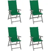 Syfax Tuinstoelen 4 st verstelbaar met kussens massief acaciahout