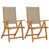 Syfax Opklapbare stoelen, 2 stuks, van massief acaciahout en textilene.