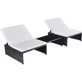 Syfax Tuinstoelen 2 st verstelbaar met tafel poly rattan zwart