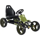 HOMCOM Gocar vanaf 3 jaar - met Pedalen en Verstelbare Zitting - Zithoogte 27 cm - Legergroen