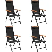 Syfax Opklapbare stoelen, 4 stuks, aluminium en textiel, zwart.