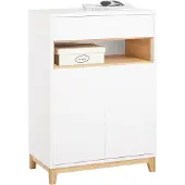 SoBuy FSB97-WN Multifunctionele opbergkast grijs 60x34x85cm met laden, verstelbare planken en dubbele deuren