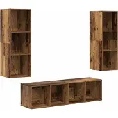 Syfax Tv-meubelset Wandgemonteerd 3 pcs Oud Hout Bewerkt hout