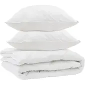 vidaXL Seizoensdekbedset met kussens, 3 stuks, wit, microvezel