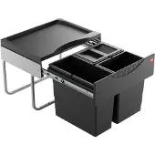 Hailo Tandem S afvalsysteem vanaf kastbreedte 50cm zwart 28 liter (12+8+8, 1x 8L met deksel)