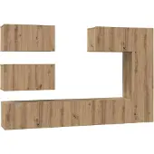 Syfax Tv-meubelset 6 st Artisan Eiken Bewerkt hout