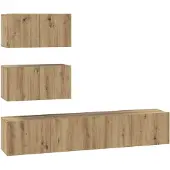 Syfax Tv-meubelset 4 pcs Artisanaal eiken Bewerkt hout