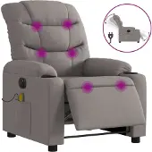 Syfax Massagestoel elektrisch verstelbaar stof taupe