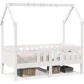 Prolenta Maison Exclusive - Kinderbed, huisbedmodel, wit, 80x160 cm, massief grenenhout