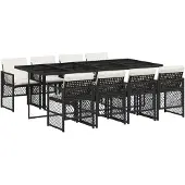 vidaXL 9-delige Tuinset poly rattan zwart