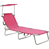 Syfax Ligbed inklapbaar met luifel aluminium roze
